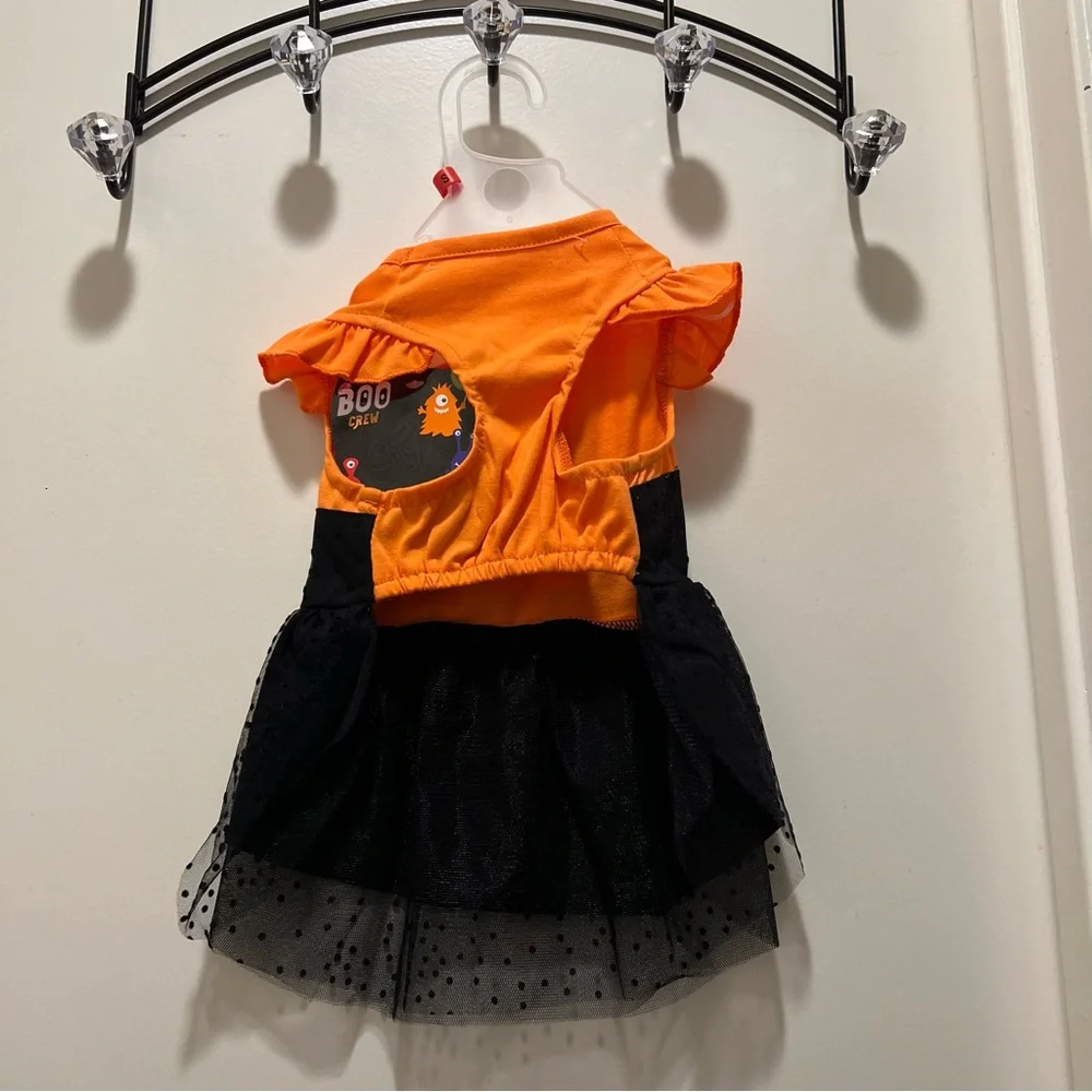 Halloween owl dog dress orange black small spooky